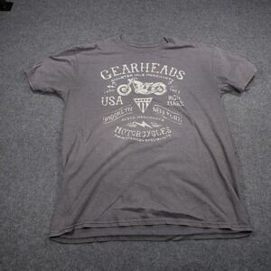Gearheads Motorcycles Graphic T-Shirt Mens Large Gray Brooklyn Speed Merchants